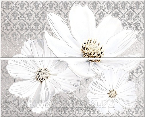 Панно для настенной плитки Azori Sfumato Set Floret Grey 50,5*40,2 см 583242002