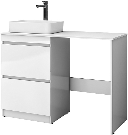 Тумба напольная Vigo Urban 60 белая под стиральную машину с  двумя ящиками и умывальником Venera 50