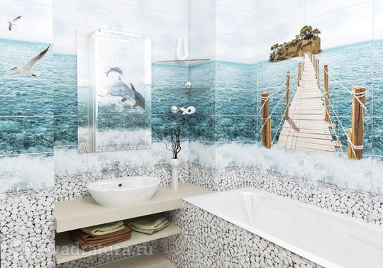 интерьер ванной комнаты со стеновыми панелями