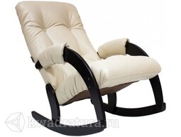 Кресло-качалка МекКо Неаполь Модель 11 (Венге-эмаль/Экокожа Бежевый Oregon perlamutr 106)