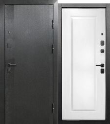 Дверь входная металлическая Е-Трейд 9 см Штамп Классика Букле графит - Эмалит белый