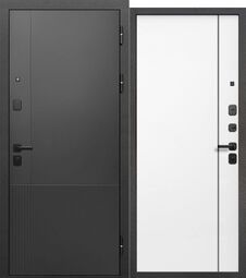 Дверь входная металлическая Е-Трейд 9 см Штамп Нео Муар черный - Эмалит белый