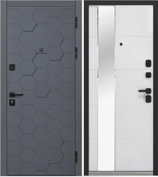 Дверь входная металлическая Luxor 2МДФ 3D Сатин графит - Белый снег софт