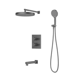 Встраиваемая душевая система Iddis Duna с тропическим и ручным душем , с изливом и термостатом, графит матовый, DUNGMSTi68