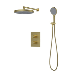 Встраиваемая душевая система Iddis Duna с тропическим и ручным душем, с термостатом, матовое золото, DUNMG0Ti67