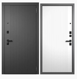 Дверь входная металлическая FlyDoors Эко Лайн Графит шагрень - Белая шагрень