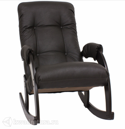 Кресло-качалка МекКо Неаполь Модель 11 (Венге-эмаль/Экокожа Коричневый Dundi 108)