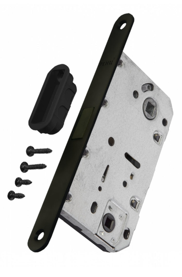 Защелка магнитная сантехническая Renz INLBM 5096 pl Black с пластиковой ответной планкой, черный