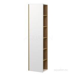 Шкаф - колонна AQUATON Сканди с зеркалом белый, дуб рустикальный 1A253403SDZ90