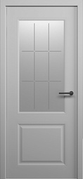Межкомнатная дверь ALBERO Эмаль Стиль-1 серый стекло "Топаз"