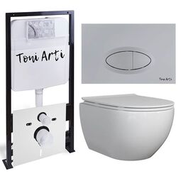 Система инсталляции TONI ARTI TA-01 + Baglio с сиденьем с микролифтом, с клавишей Freto TA-0050 TA-01+TA-BO4936+TA-0050